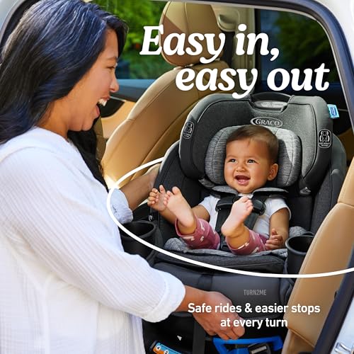 Graco Turn2Me 3-in-1 Rotating Convertible Car Seat, London, Rear-Facing Rotation Only, Forward-Facing Mode, Highback Booster Up to 100 lbs, Adjustable Headrest & Harness, Steel Reinforced Frame|B0DHLTM3CD