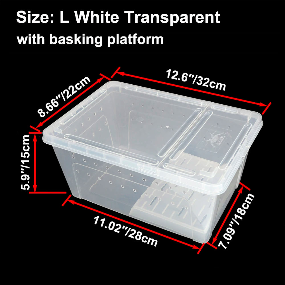 Transparent Plastic Reptile Feeding Box Portable Terrarium Habitat Cage