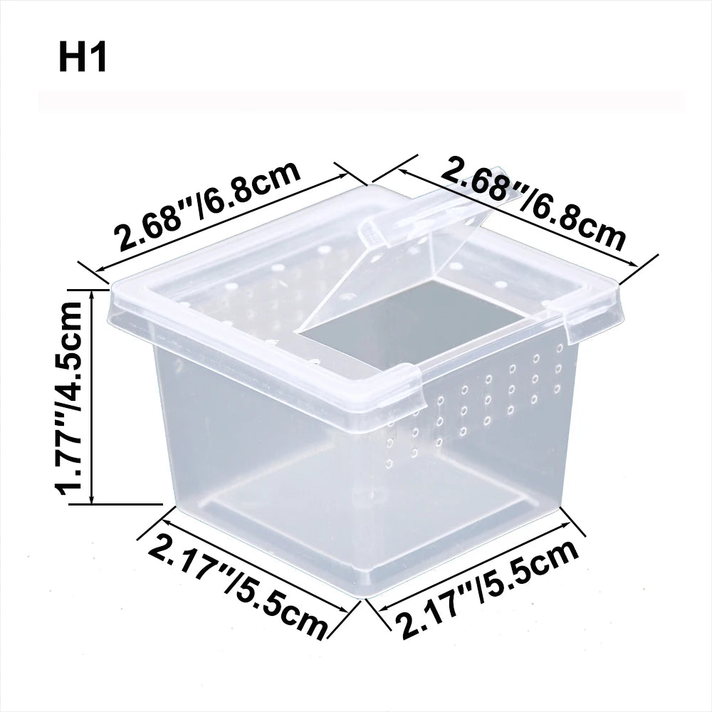 Transparent Plastic Reptile Feeding Box Portable Terrarium Habitat Cage