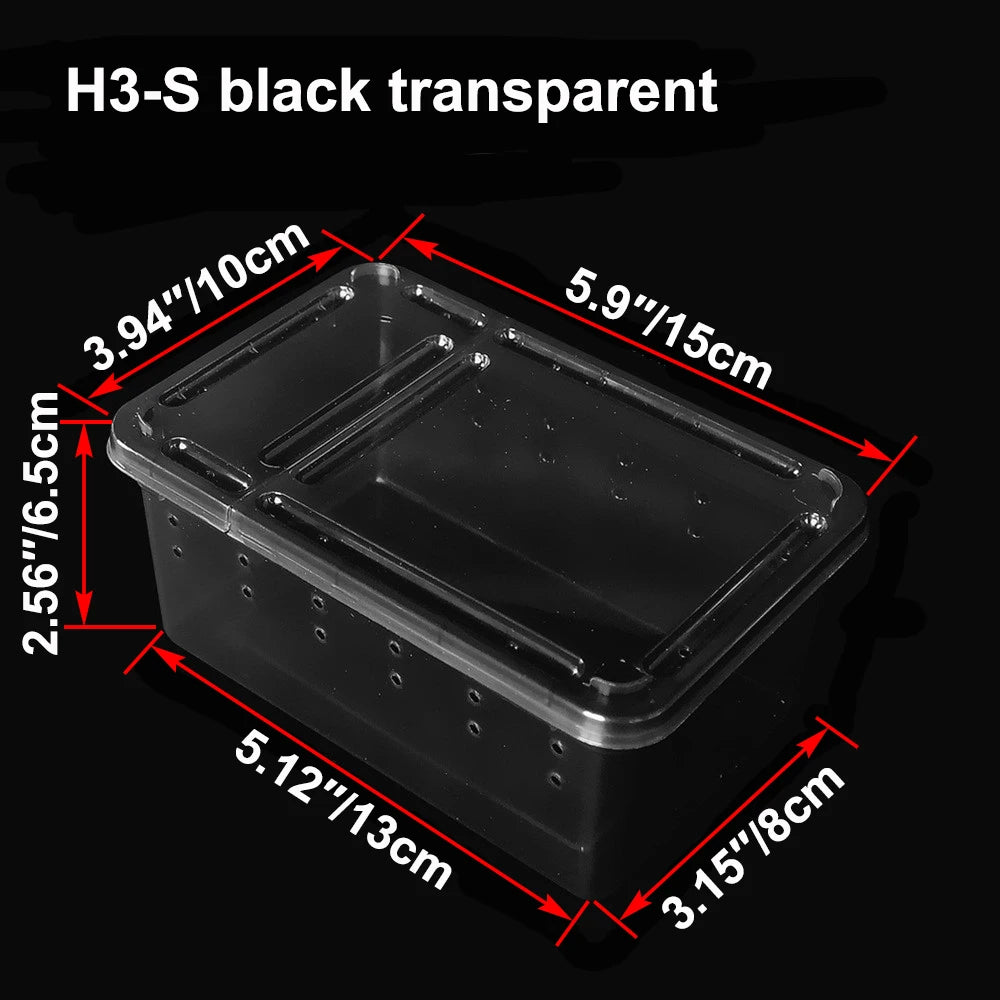 Transparent Plastic Reptile Feeding Box Portable Terrarium Habitat Cage