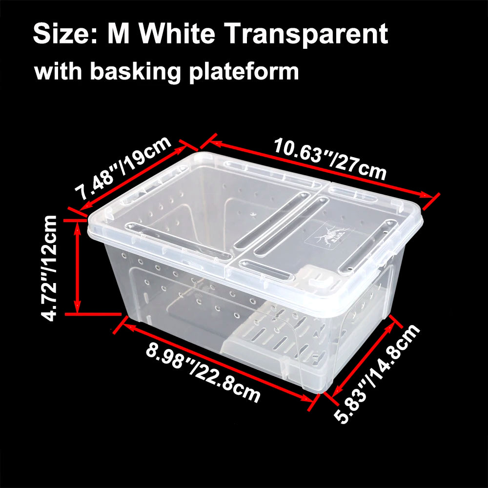 Transparent Plastic Reptile Feeding Box Portable Terrarium Habitat Cage